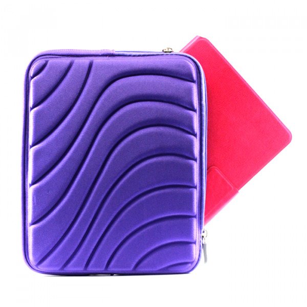 Wholesale Wave Design iPad Tablet Sleeve Pouch Bag with Zipper 10" (Purple)